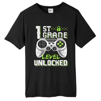 1st Grade Level Unlocked Gamer First Day Of School Tall Fusion ChromaSoft Performance T-Shirt