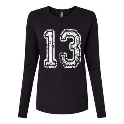 13 Grungy Numbered Sports Womens Cotton Relaxed Long Sleeve T-Shirt