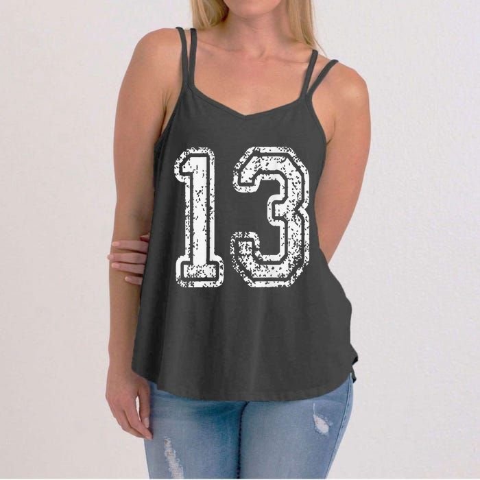 13 Grungy Numbered Sports Women's Strappy Tank