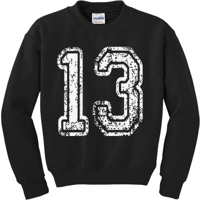 13 Grungy Numbered Sports Kids Sweatshirt