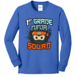 1st Grade Ninja Squad Hero First Day School Surprise Attack Gift Kids Long Sleeve Shirt