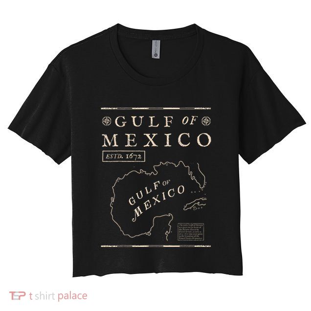 1672 Gulf Of Mexico Historical Map Women's Crop Top Tee