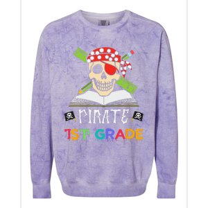 1st Grade Pirate Halloween Gift For Student Teacher Colorblast Crewneck Sweatshirt