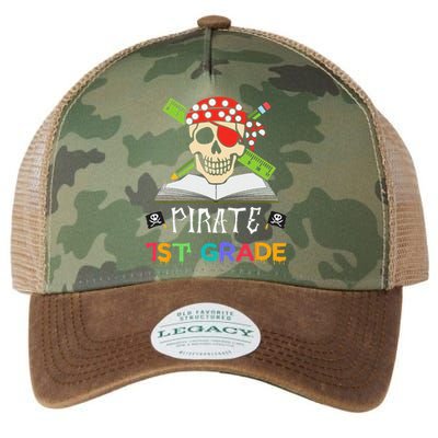 1st Grade Pirate Halloween Gift For Student Teacher Legacy Tie Dye Trucker Hat