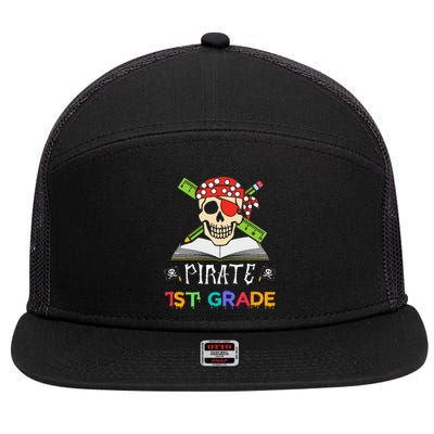 1st Grade Pirate Halloween Gift For Student Teacher 7 Panel Mesh Trucker Snapback Hat