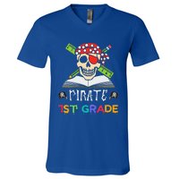 1st Grade Pirate Halloween Gift For Student Teacher V-Neck T-Shirt