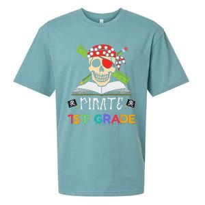 1st Grade Pirate Halloween Gift For Student Teacher Sueded Cloud Jersey T-Shirt