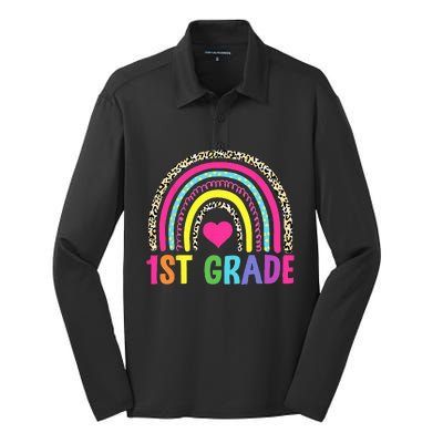 1st Grade Rainbow First Grade Team Teacher Silk Touch Performance Long Sleeve Polo