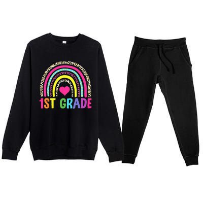 1st Grade Rainbow First Grade Team Teacher Premium Crewneck Sweatsuit Set