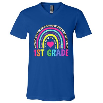 1st Grade Rainbow First Grade Team Teacher V-Neck T-Shirt