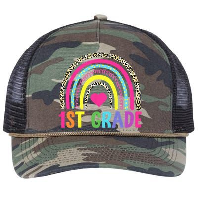 1st Grade Rainbow First Grade Team Teacher Retro Rope Trucker Hat Cap