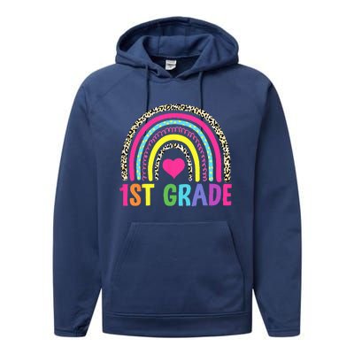 1st Grade Rainbow First Grade Team Teacher Performance Fleece Hoodie