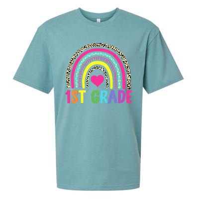 1st Grade Rainbow First Grade Team Teacher Sueded Cloud Jersey T-Shirt