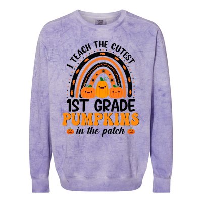 1St Grade Rainbow Halloween I Teach The Cutest Pumpkins Great Gift Colorblast Crewneck Sweatshirt