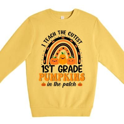 1St Grade Rainbow Halloween I Teach The Cutest Pumpkins Great Gift Premium Crewneck Sweatshirt