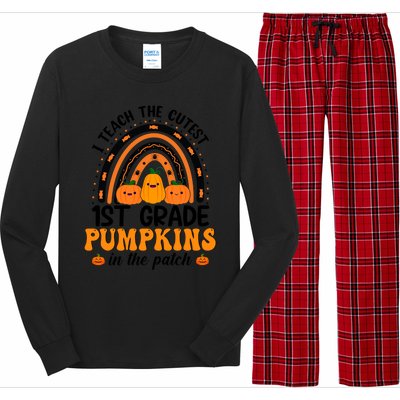 1St Grade Rainbow Halloween I Teach The Cutest Pumpkins Great Gift Long Sleeve Pajama Set