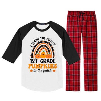 1St Grade Rainbow Halloween I Teach The Cutest Pumpkins Great Gift Raglan Sleeve Pajama Set