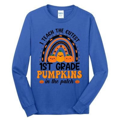 1St Grade Rainbow Halloween I Teach The Cutest Pumpkins Great Gift Tall Long Sleeve T-Shirt