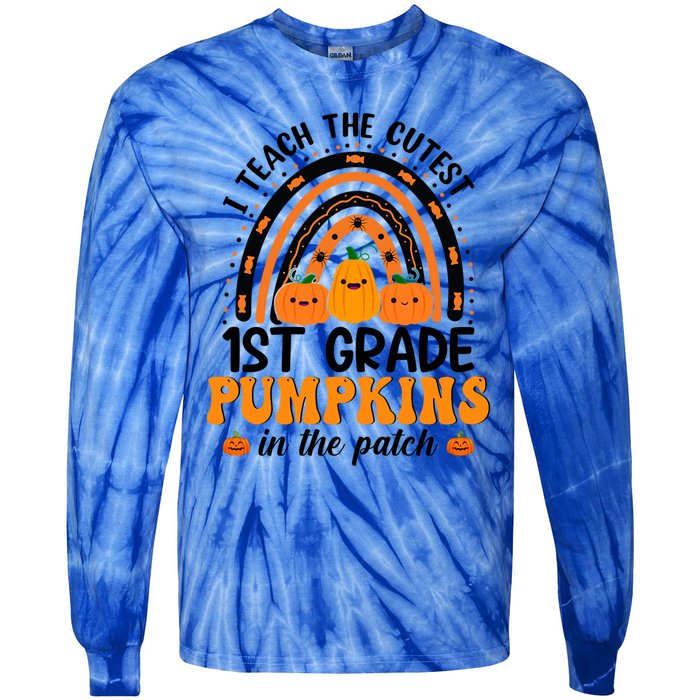 1St Grade Rainbow Halloween I Teach The Cutest Pumpkins Great Gift Tie-Dye Long Sleeve Shirt