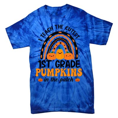 1St Grade Rainbow Halloween I Teach The Cutest Pumpkins Great Gift Tie-Dye T-Shirt