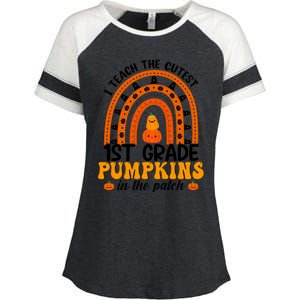 1St Grade Rainbow Teacher I Teach The Cutest Pumpkins Gift Enza Ladies Jersey Colorblock Tee