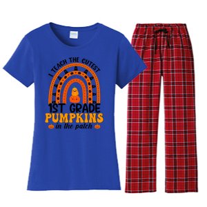 1St Grade Rainbow Teacher I Teach The Cutest Pumpkins Gift Women's Flannel Pajama Set