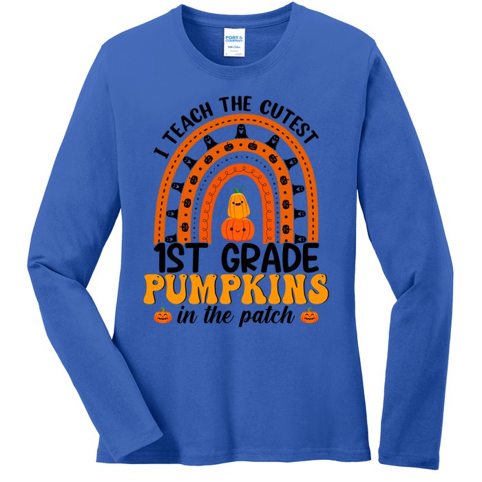 1St Grade Rainbow Teacher I Teach The Cutest Pumpkins Gift Ladies Long Sleeve Shirt