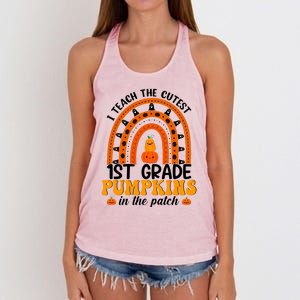 1St Grade Rainbow Teacher I Teach The Cutest Pumpkins Gift Women's Knotted Racerback Tank