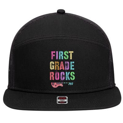 1st GRADE ROCKS Teacher Team Rockstars FIRST Grader Rockstar 7 Panel Mesh Trucker Snapback Hat