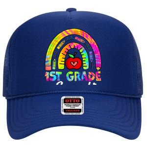 1St Grade Squad Back To School First Grade Teacher Gift High Crown Mesh Back Trucker Hat