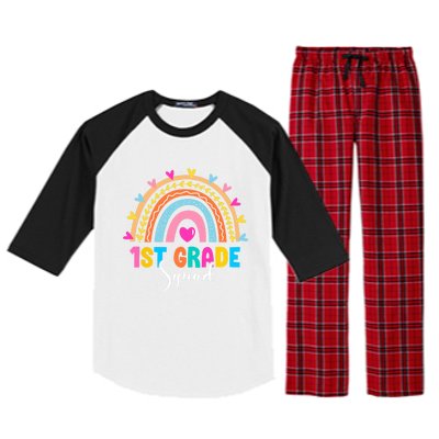 1St Grade Squad Back To School Rainbow Teachers First Grade Gift Raglan Sleeve Pajama Set