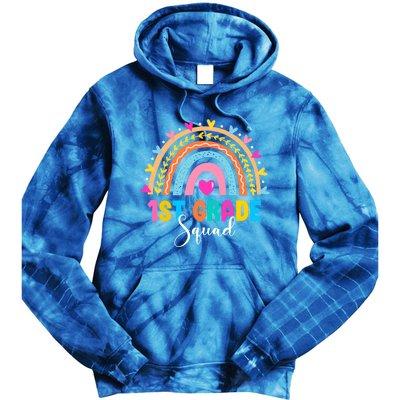 1St Grade Squad Back To School Rainbow Teachers First Grade Gift Tie Dye Hoodie