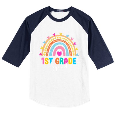 1St Grade Squad Back To School Rainbow Teachers First Grade Gift Baseball Sleeve Shirt