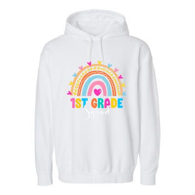 1St Grade Squad Back To School Rainbow Teachers First Grade Gift Garment-Dyed Fleece Hoodie