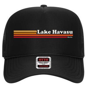 1980s Graphic Style Lake Havasu Arizona High Crown Mesh Back Trucker Hat