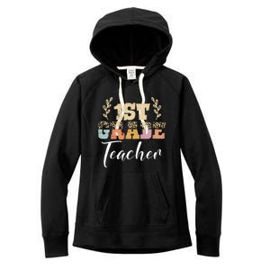 1St Grade Super Teacher Eletary School First Grade Gift Women's Fleece Hoodie