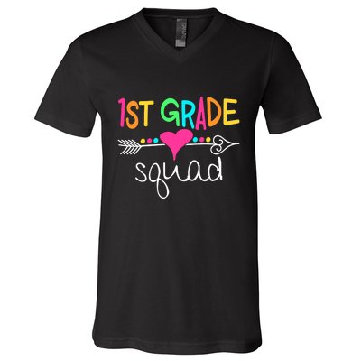 1st Grade Squad First Teacher Student Team Back To School Gift V-Neck T-Shirt