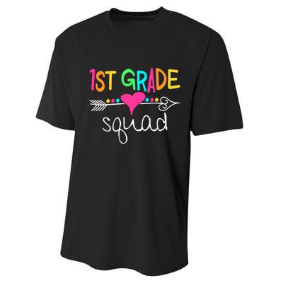 1st Grade Squad First Teacher Student Team Back To School Gift Performance Sprint T-Shirt