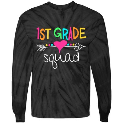 1st Grade Squad First Teacher Student Team Back To School Gift Tie-Dye Long Sleeve Shirt