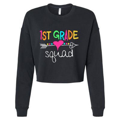 1st Grade Squad First Teacher Student Team Back To School Gift Cropped Pullover Crew