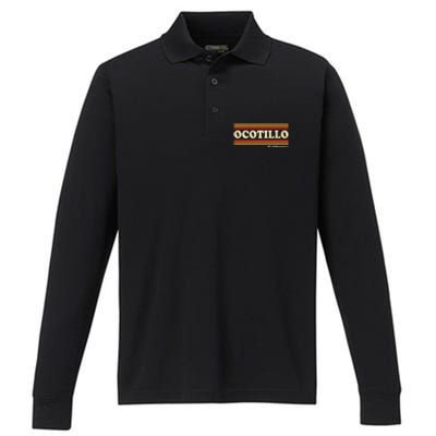 1980s Graphic Style Ocotillo California Performance Long Sleeve Polo