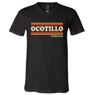 1980s Graphic Style Ocotillo California V-Neck T-Shirt