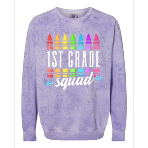 1st Grade Squad Team Crew Back School Graduation Teacher Colorblast Crewneck Sweatshirt