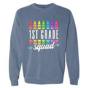 1st Grade Squad Team Crew Back School Graduation Teacher Garment-Dyed Sweatshirt