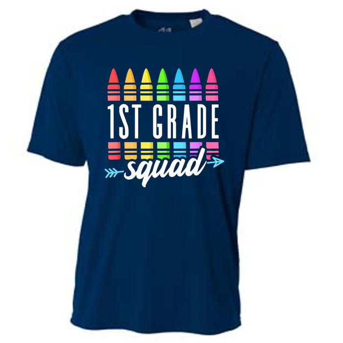 1st Grade Squad Team Crew Back School Graduation Teacher Cooling Performance Crew T-Shirt