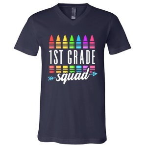 1st Grade Squad Team Crew Back School Graduation Teacher V-Neck T-Shirt