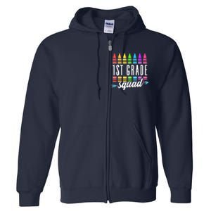 1st Grade Squad Team Crew Back School Graduation Teacher Full Zip Hoodie