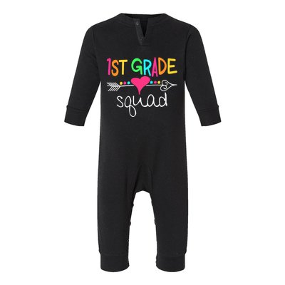 1st Grade Squad First Teacher Student Team Back To School Infant Fleece One Piece