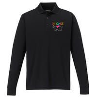 1st Grade Squad First Teacher Student Team Back To School Performance Long Sleeve Polo