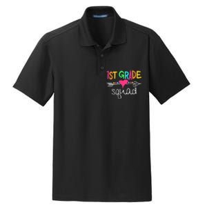 1st Grade Squad First Teacher Student Team Back To School Dry Zone Grid Polo